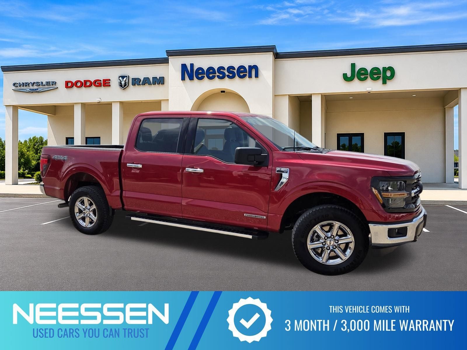 2025 Ford F-150 XLT in Red Metallic — front three-quarter view