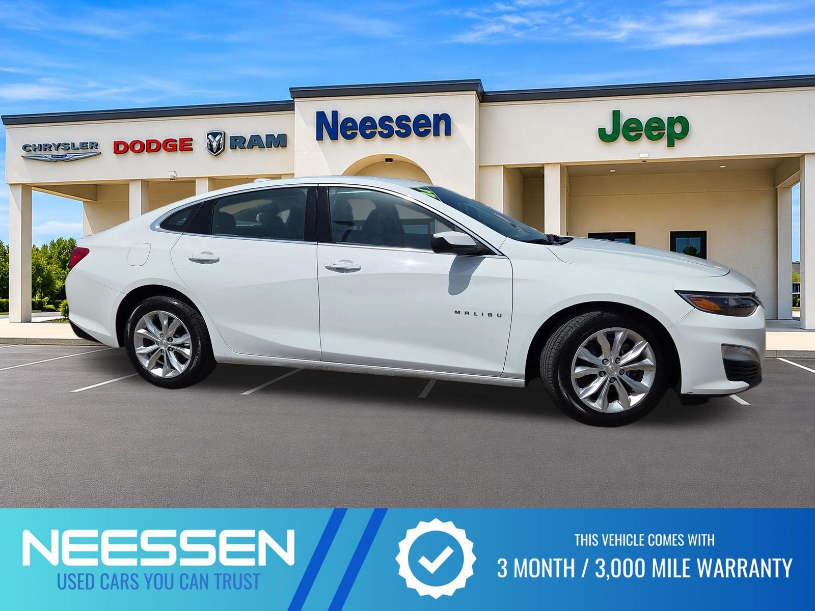 2024 Chevrolet Malibu LT 1LT in Summit White — front three-quarter view