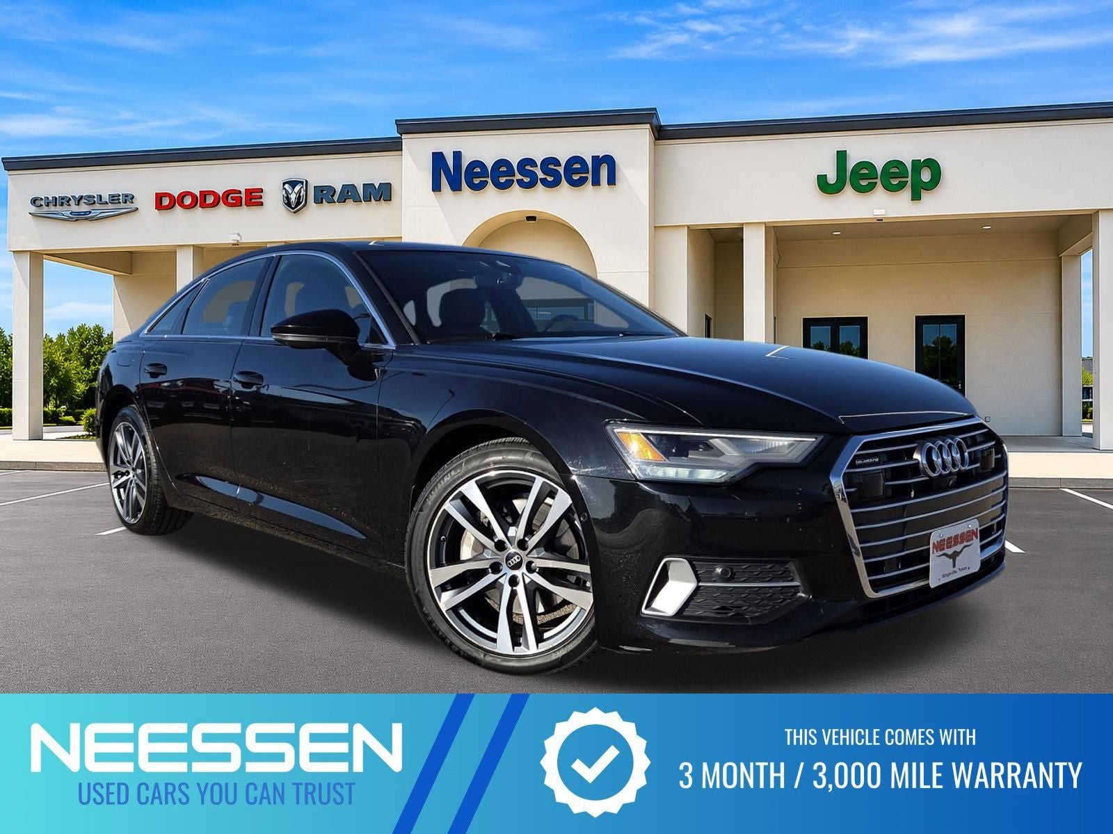2023 Audi A6 45 Premium quattro in Super Black — front three-quarter view