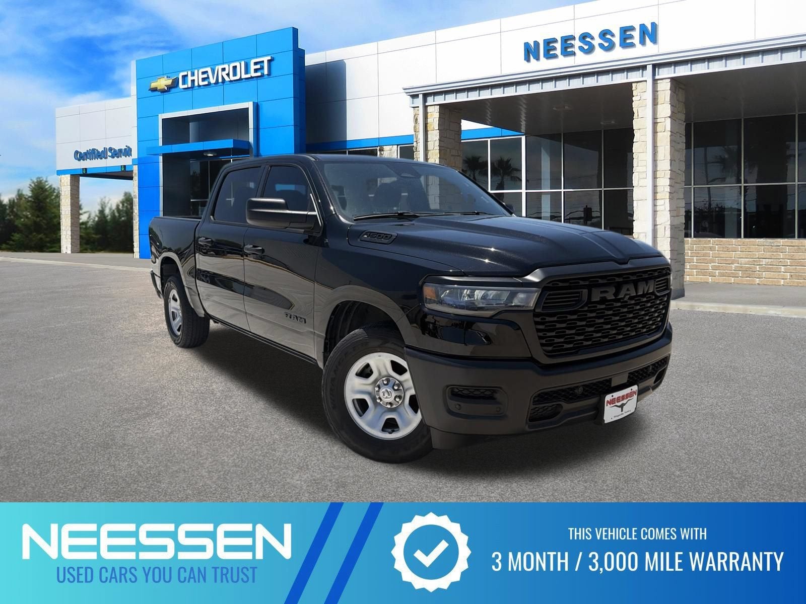 2025 RAM 1500 Tradesman in Diamond Black — front three-quarter view