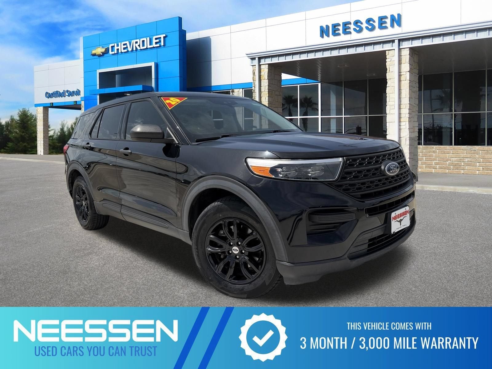 2020 Ford Explorer Base in Black — front three-quarter view