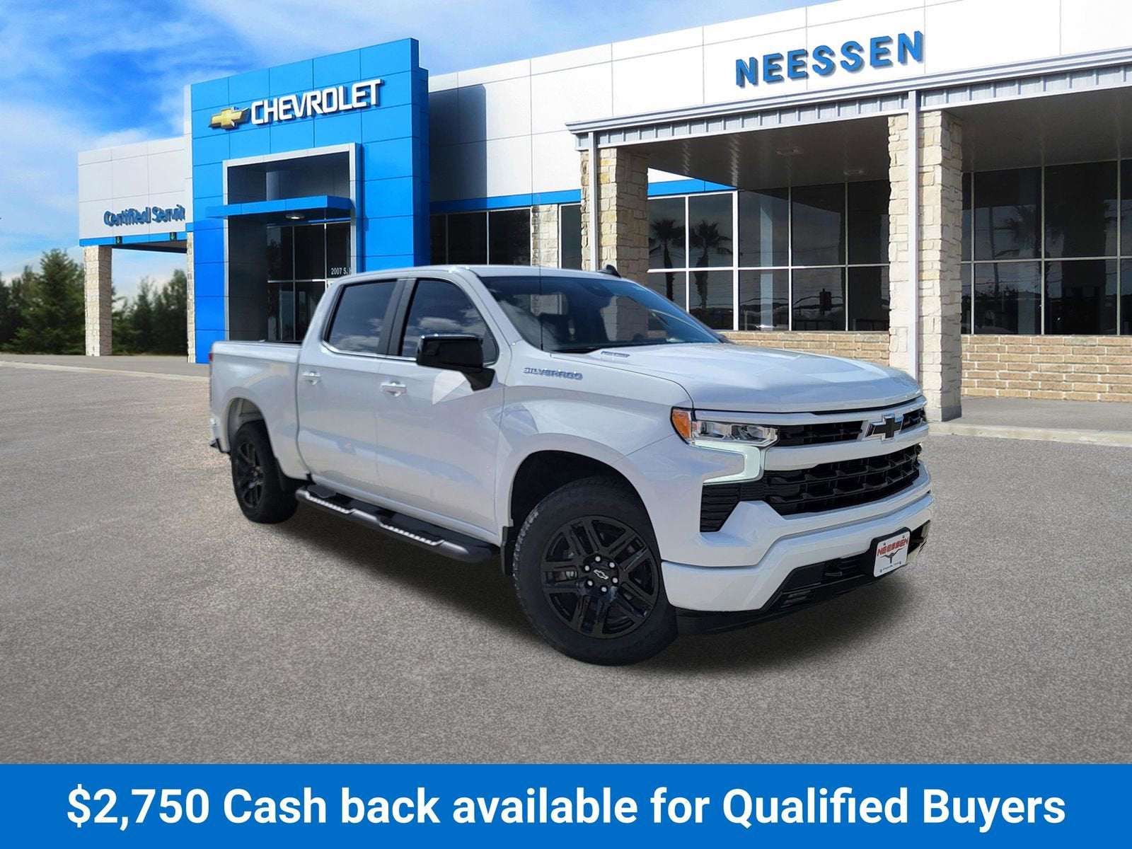 2026 Chevrolet Silverado 1500 RST in Summit White — front three-quarter view