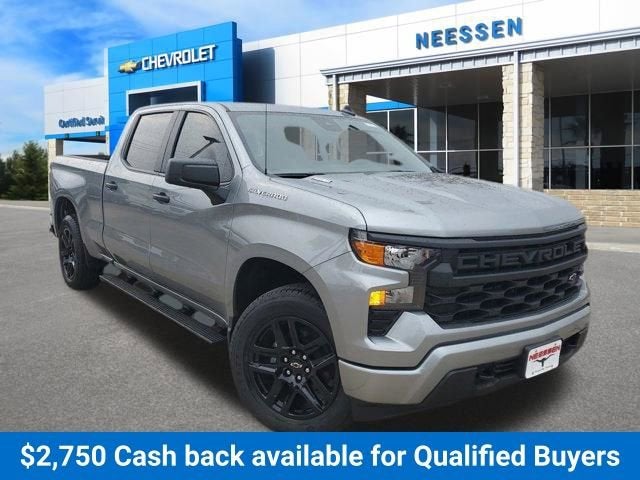 2026 Chevrolet Silverado 1500 Custom in Sterling Gray Metallic — front three-quarter view