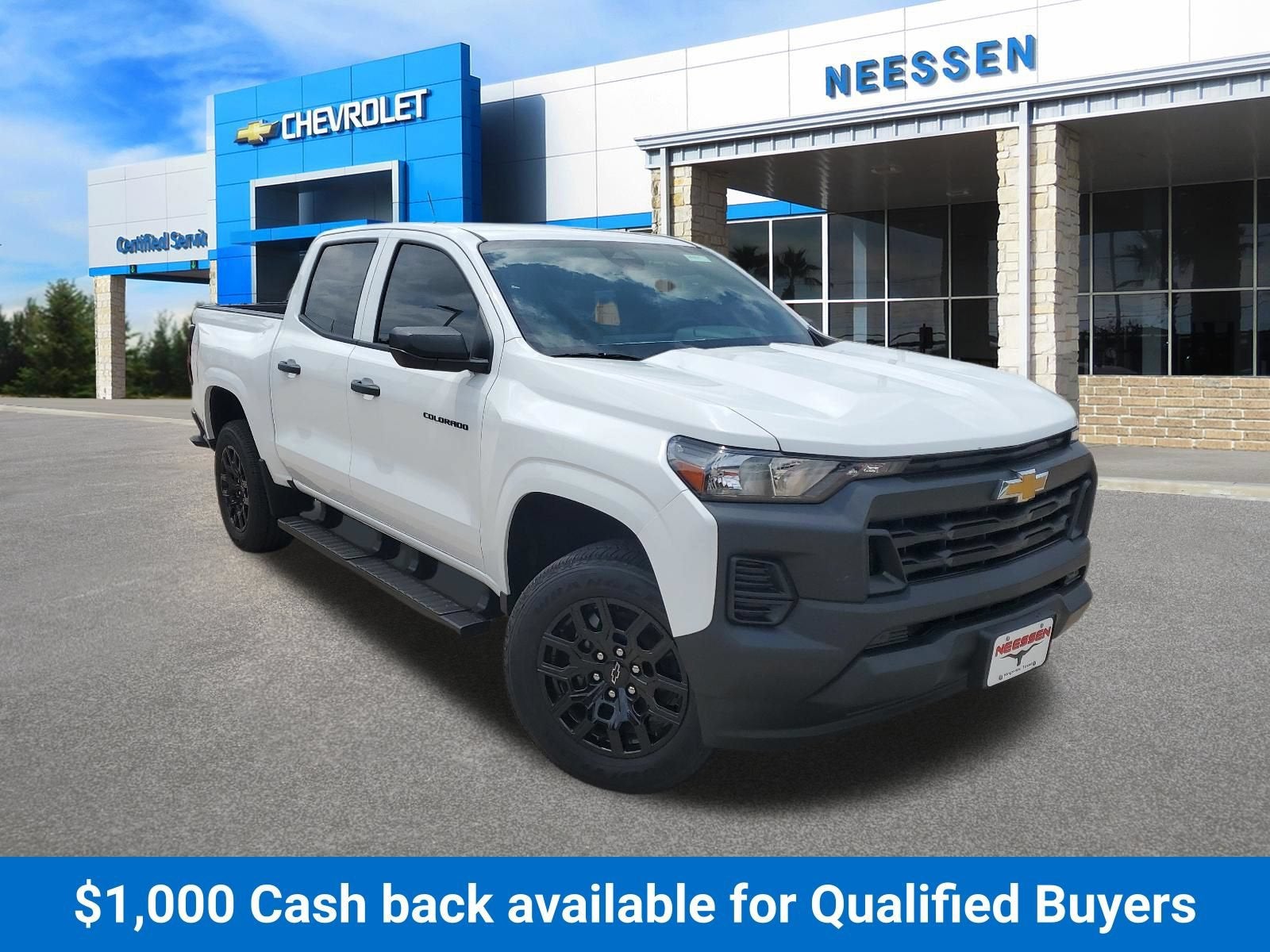 2026 Chevrolet Colorado WT in Summit White — front three-quarter view