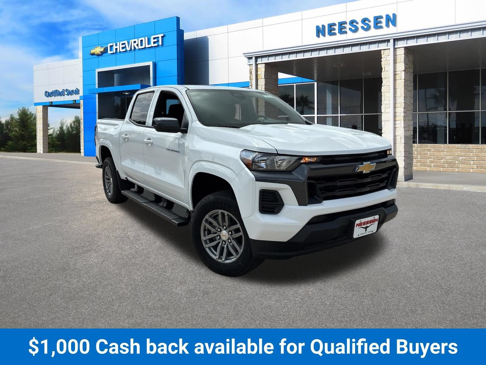 2026 Chevrolet Colorado LT in Summit White — front three-quarter view