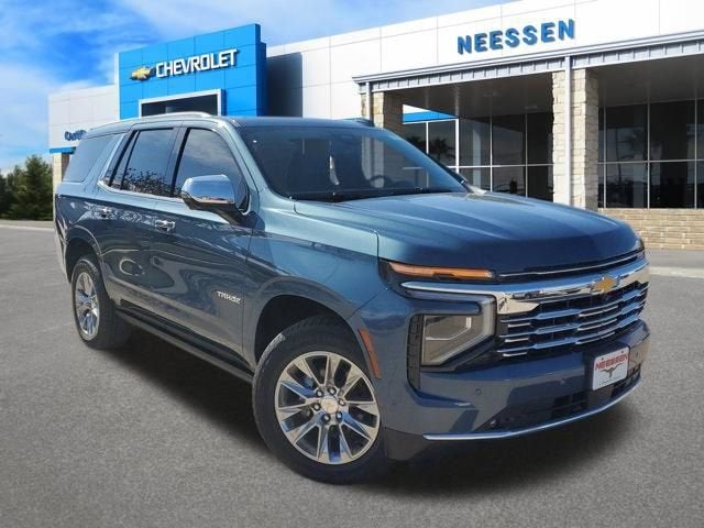 2026 Chevrolet Tahoe Premier in Lakeshore Blue Metallic — front three-quarter view