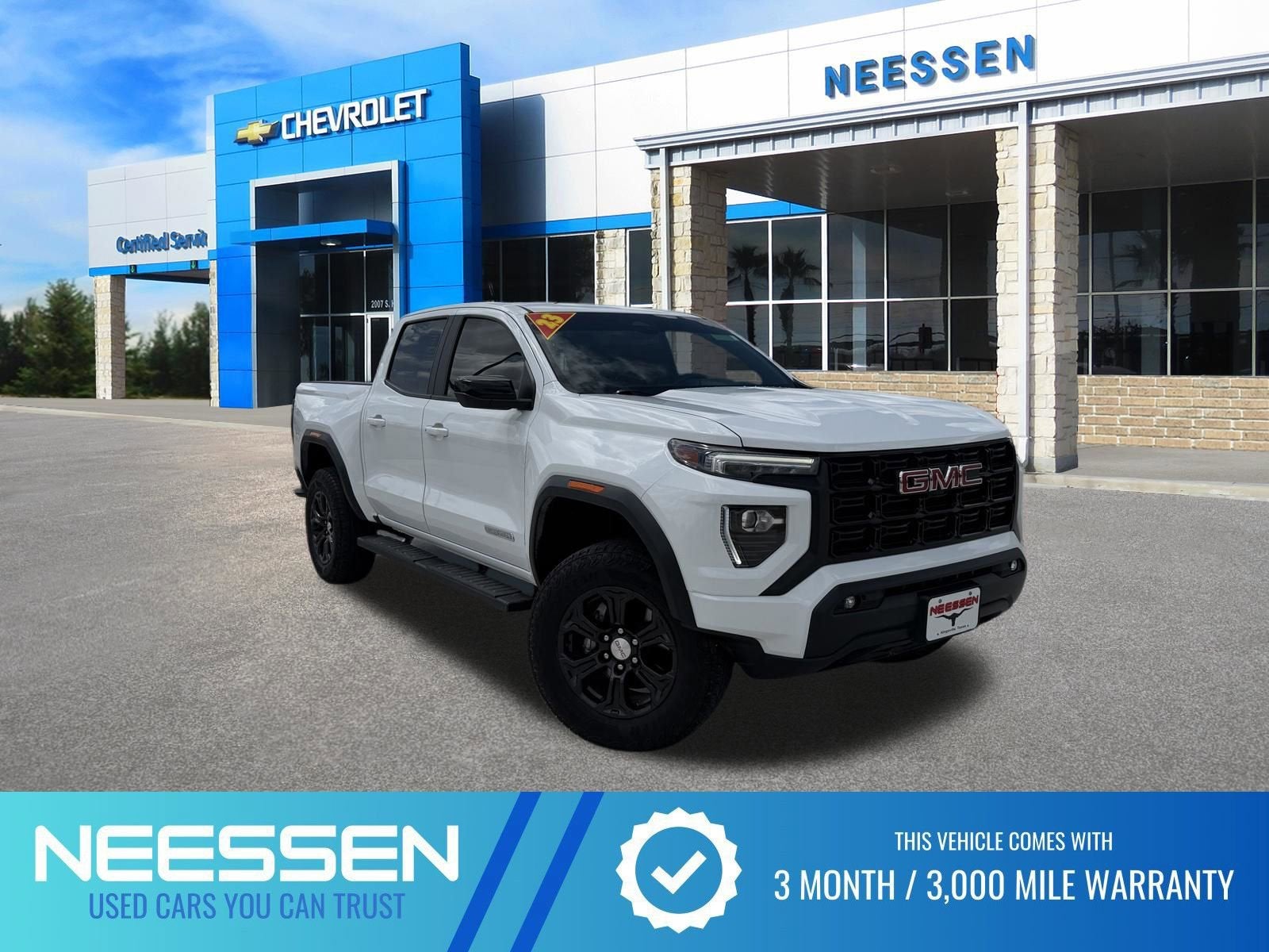 2023 GMC Canyon Elevation in Summit White — front three-quarter view