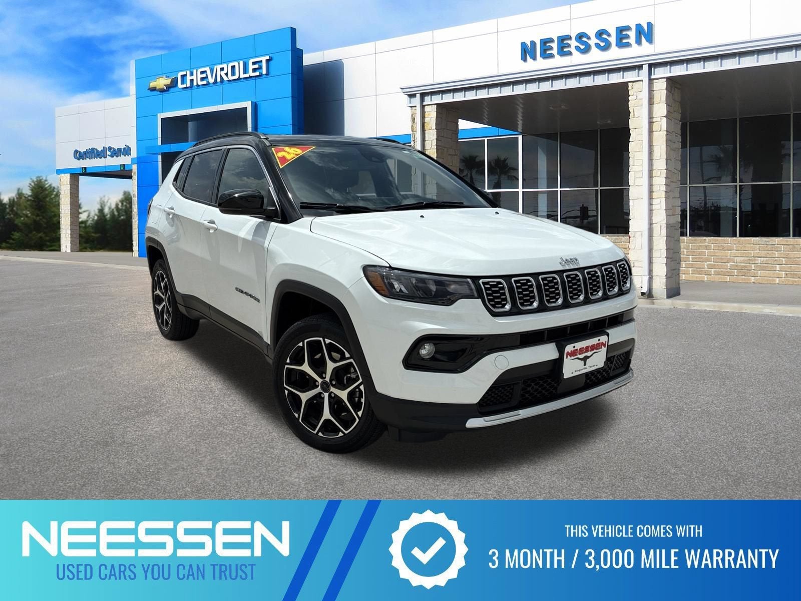 2026 Jeep Compass Limited in Bright White Cl — front three-quarter view