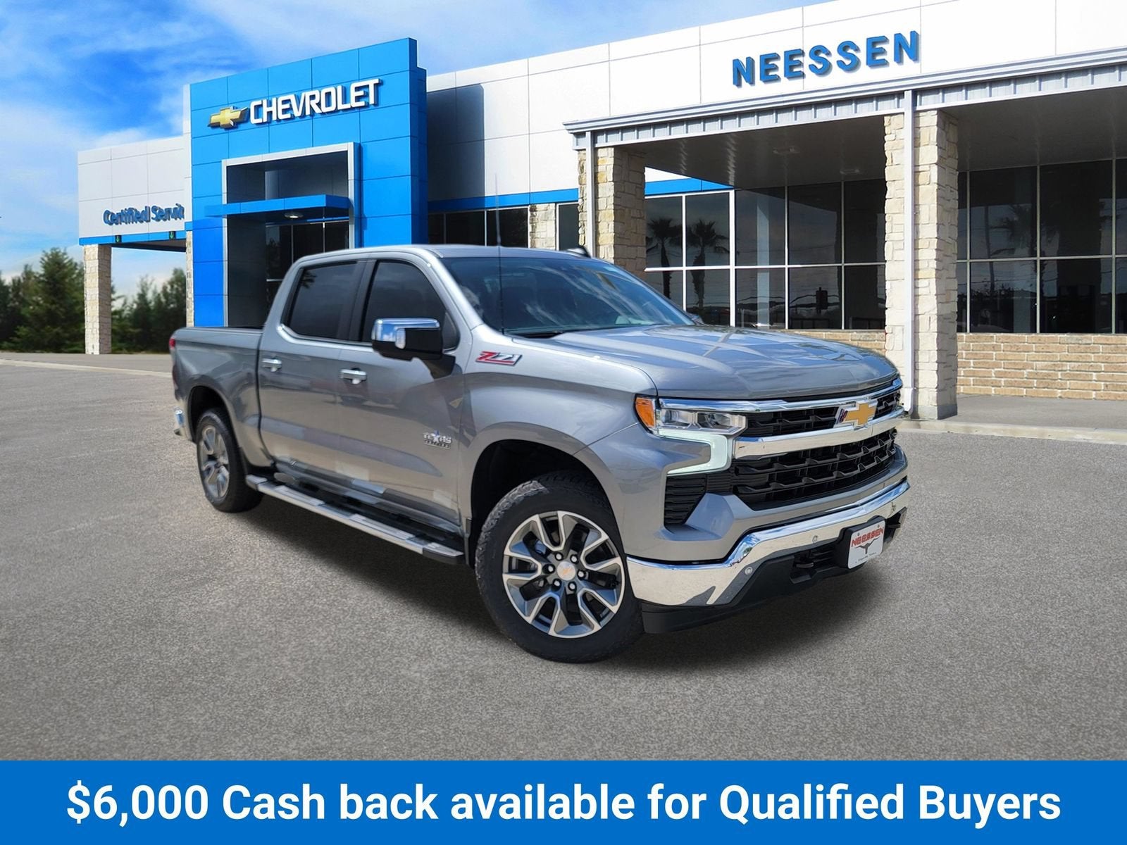 2026 Chevrolet Silverado 1500 LT in Sterling Gray Metallic — front three-quarter view