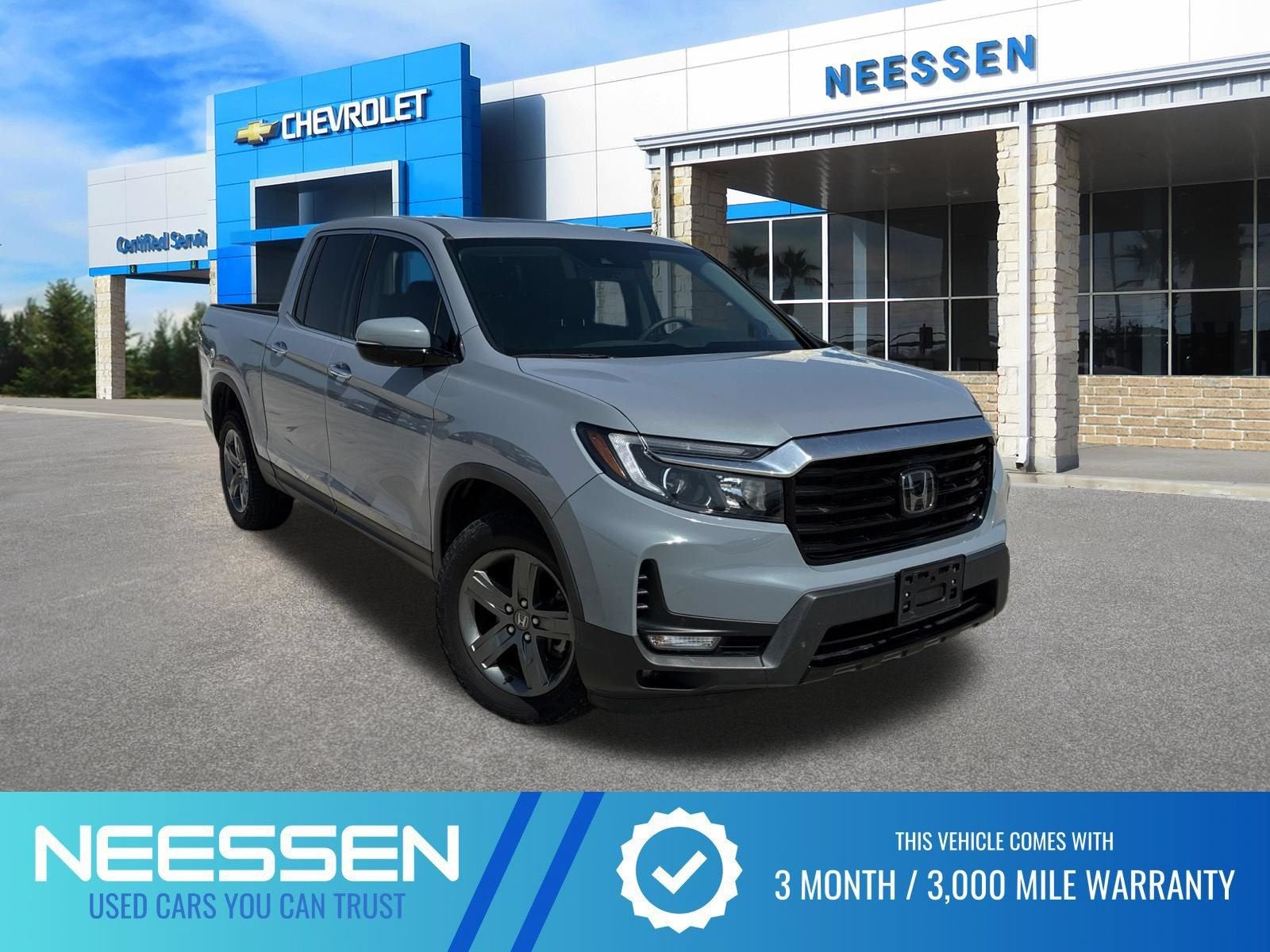 2023 Honda Ridgeline RTL-E in Gray — front three-quarter view
