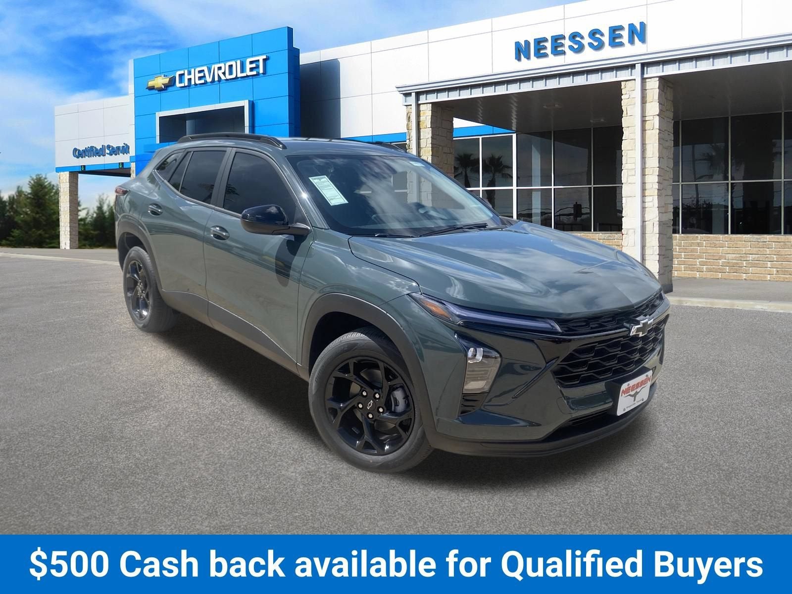 2026 Chevrolet Trax LT in Cypress Gray — front three-quarter view